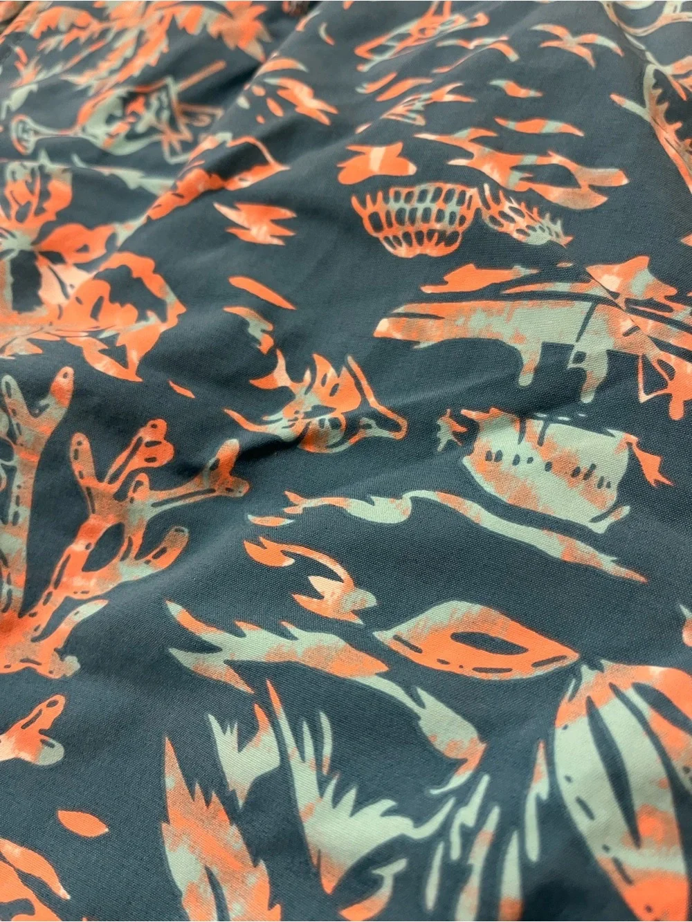 Columbia Teal Swim Shorts with Coral Leaf Print